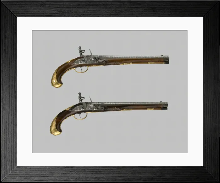 Framed Print : Pair of Flintlock Holster Pistols, Liege, c. 1720 / 30. Creator: Unknown Framed Print : Pair of Flintlock Holster Pistols, Liege, c. 1720 / 30. Creator: Unknown