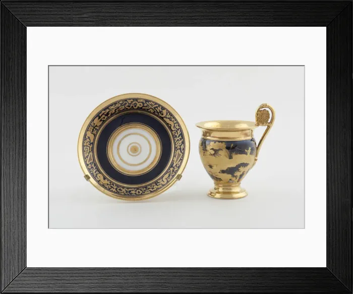 Framed Print : Cup and Saucer, Paris, c. 1820. Creator: Denuelle Porcelain Manufactory Framed Print : Cup and Saucer, Paris, c. 1820. Creator: Denuelle Porcelain Manufactory