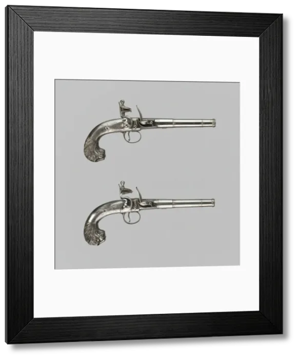 Framed Print : Pair of Flintlock Turn-Off Pistols, London, 1760 / 70. Creator: Unknown Framed Print : Pair of Flintlock Turn-Off Pistols, London, 1760 / 70. Creator: Unknown