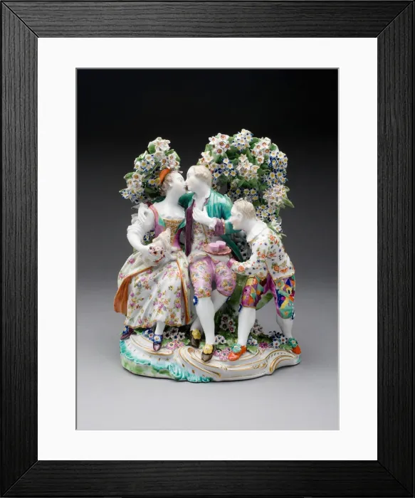Framed Print : Lovers and Jester, Derby, c. 1765. Creator: Derby Porcelain Manufactory England Framed Print : Lovers and Jester, Derby, c. 1765. Creator: Derby Porcelain Manufactory England
