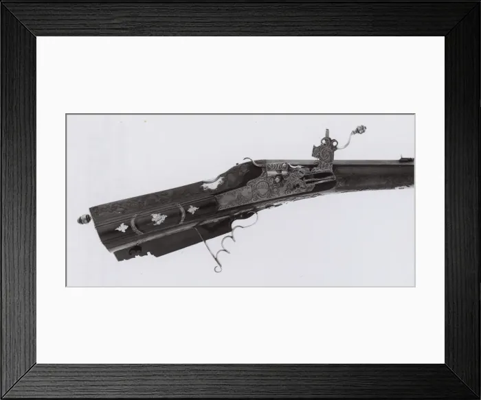 Framed Print : Wheellock Rifle, Austria, c. 1720. Creator: Johan Carl Ofner Framed Print : Wheellock Rifle, Austria, c. 1720. Creator: Johan Carl Ofner