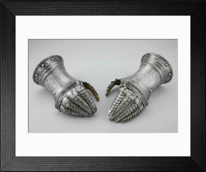 Framed Print : Pair of Fingered Gauntlets, Flanders, c. 1520. Creator: Unknown Framed Print : Pair of Fingered Gauntlets, Flanders, c. 1520. Creator: Unknown