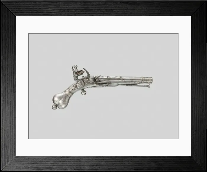 Framed Print : Flintlock Belt Pistol, Scotland, c. 1700. Creator: John Stuart