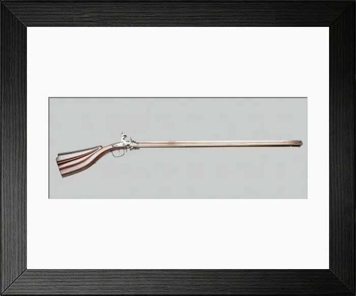 Framed Print : Triple-Barrel Revolving Flintlock Fowling Piece from the Gun Cabinet of Framed Print : Triple-Barrel Revolving Flintlock Fowling Piece from the Gun Cabinet of