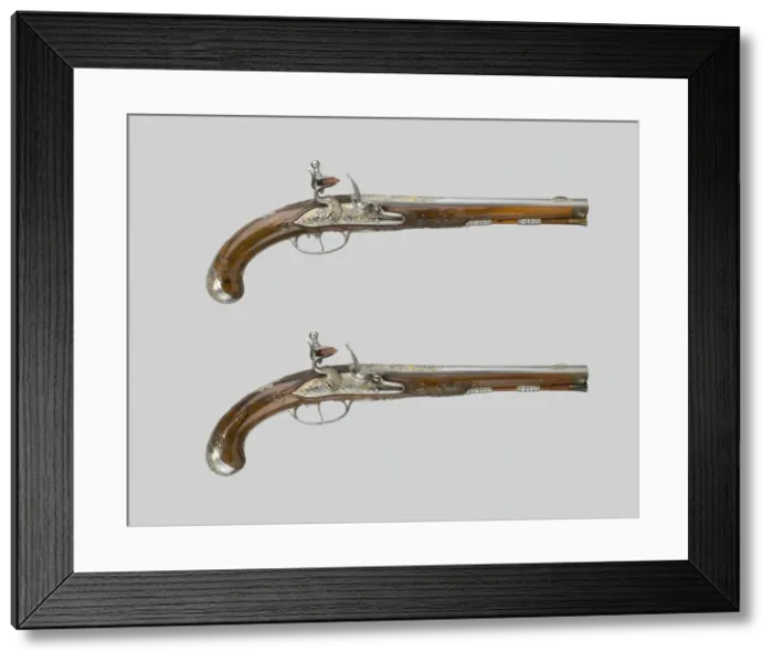 Framed Print : Pair of Flintlock Pistols, Flanders, c. 1700. Creator: Unknown Framed Print : Pair of Flintlock Pistols, Flanders, c. 1700. Creator: Unknown