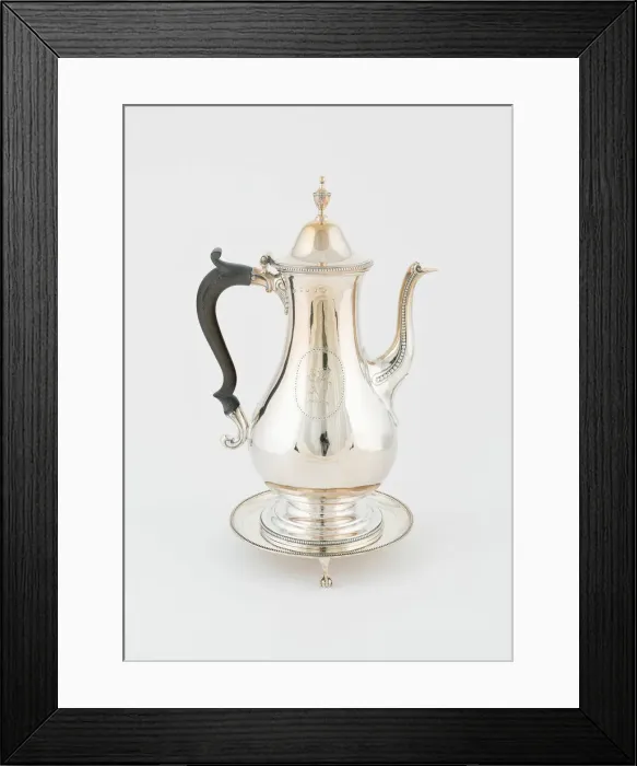 Framed Print : Coffee Pot and Stand, London, 1786. Creator: Hester Bateman Framed Print : Coffee Pot and Stand, London, 1786. Creator: Hester Bateman