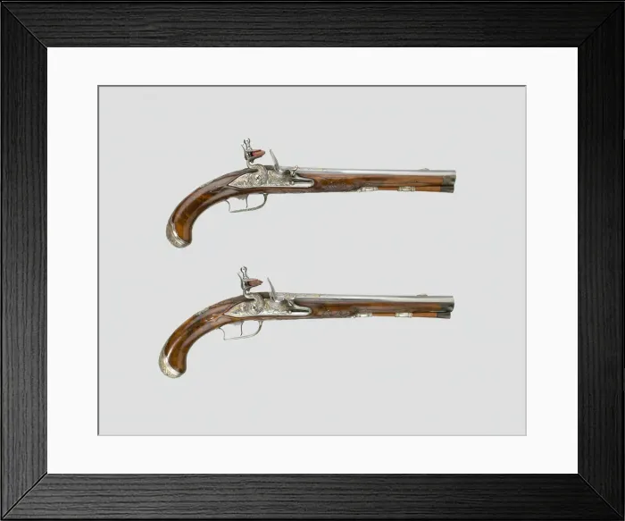 Framed Print : Flintlock Holster Pistol (One of a Pair), France, 1720. Creator: Unknown Framed Print : Flintlock Holster Pistol (One of a Pair), France, 1720. Creator: Unknown