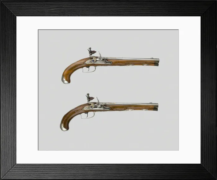 Framed Print : Pair of Flintlock Pistols, France, c. 1720 / 30. Creator: Unknown Framed Print : Pair of Flintlock Pistols, France, c. 1720 / 30. Creator: Unknown