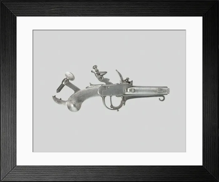 Framed Print : Flintlock Alarm-Trap Pistol, France, c. 1800. Creator: Unknown Framed Print : Flintlock Alarm-Trap Pistol, France, c. 1800. Creator: Unknown