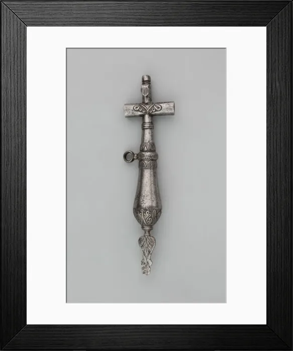 Framed Print : Priming Flask with Spanner and Screwdriver, Central Europe, 17th century Framed Print : Priming Flask with Spanner and Screwdriver, Central Europe, 17th century
