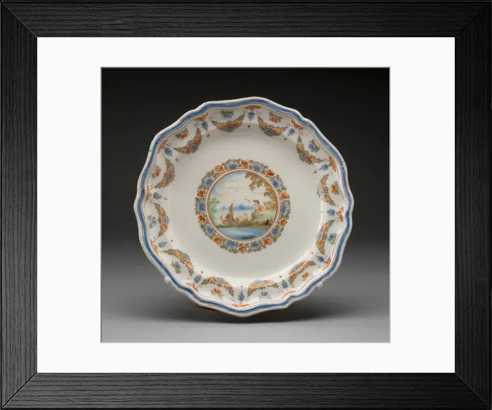 Framed Print : Plate, Moustiers-Sainte Marie, 1739 / 49. Creator: Moustiers Manufactories Framed Print : Plate, Moustiers-Sainte Marie, 1739 / 49. Creator: Moustiers Manufactories