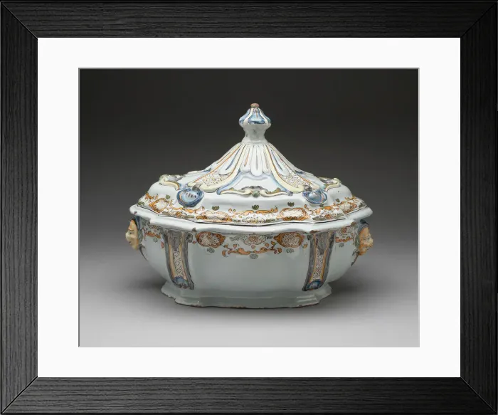 Framed Print : Tureen, Moustiers-Sainte Marie, 18th century. Creator: Moustiers Manufactories Framed Print : Tureen, Moustiers-Sainte Marie, 18th century. Creator: Moustiers Manufactories