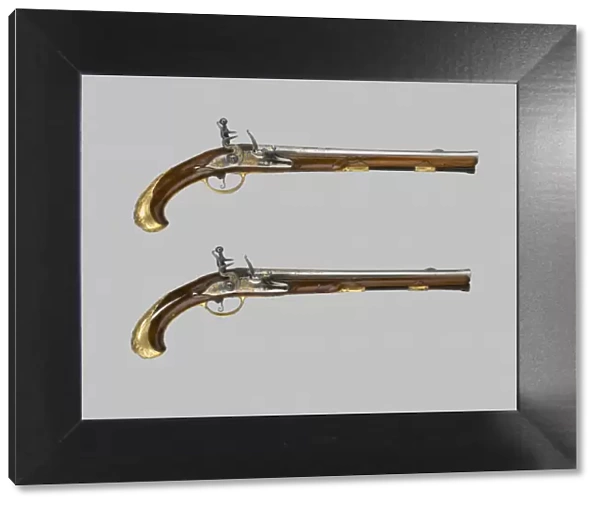 Flintlock Holster Pistol (One of a pair), Liege, 1720  /  30. Creator: Johann Jacob Behr