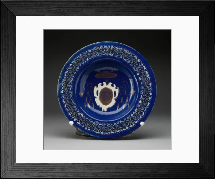 Framed Print : Plate with (Effaced) Arms of an Ecclesiastical Patron, Castelli, c. 1575 / 1600 Framed Print : Plate with (Effaced) Arms of an Ecclesiastical Patron, Castelli, c. 1575 / 1600