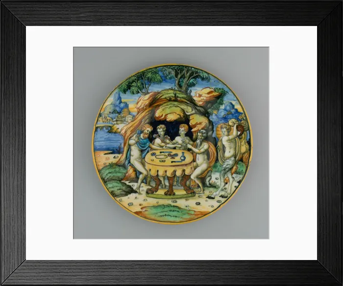 Framed Print : Plate with Theseus in the House of Achelous, from the Lancierini Service, Italy, 1540 / 50 Framed Print : Plate with Theseus in the House of Achelous, from the Lancierini Service, Italy, 1540 / 50