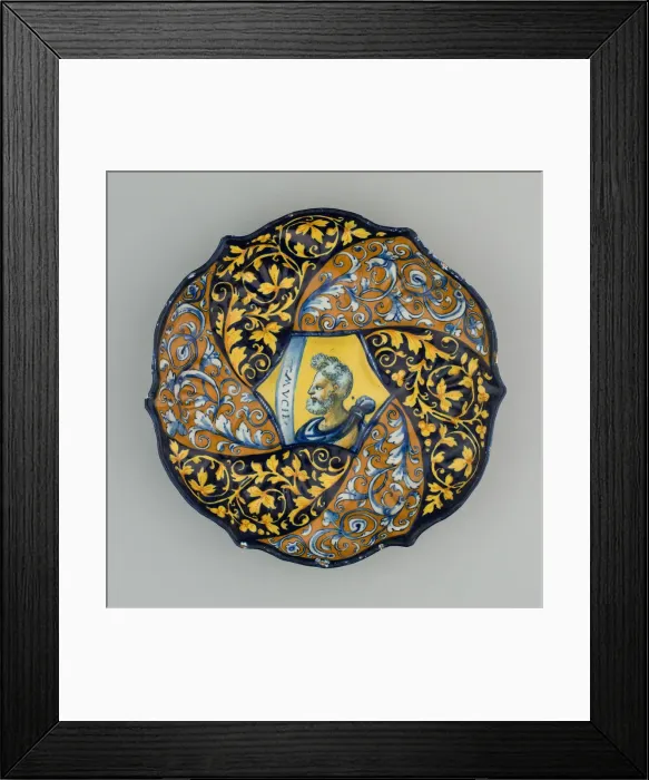 Framed Print : Bowl with a Bust of Mucius Scaevola, Faenza, 1535 / 45. Creator: Unknown Framed Print : Bowl with a Bust of Mucius Scaevola, Faenza, 1535 / 45. Creator: Unknown