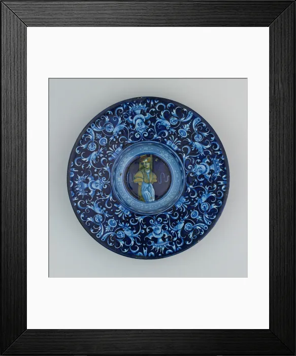 Framed Print : Plate with a Youth, Faenza, c. 1530. Creator: Unknown