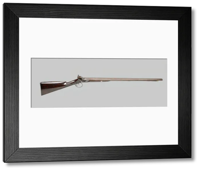 Framed Print : Double-Barreled Flintlock Fowling Piece, England, c. 1820. Creator: Joseph Manton