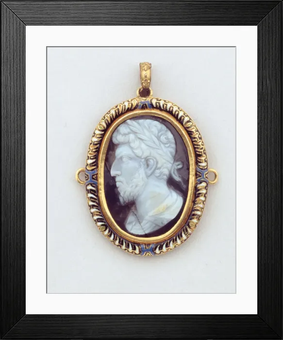 Framed Print : Hat Badge with a Cameo of a Laureate Head, Northern Italy, c. 1550-c Framed Print : Hat Badge with a Cameo of a Laureate Head, Northern Italy, c. 1550-c