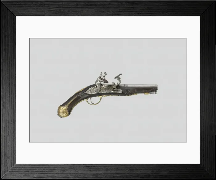 Framed Print : Snaphance Belt Pistol, Italy, dated 1775, in style of c. 1700 Framed Print : Snaphance Belt Pistol, Italy, dated 1775, in style of c. 1700