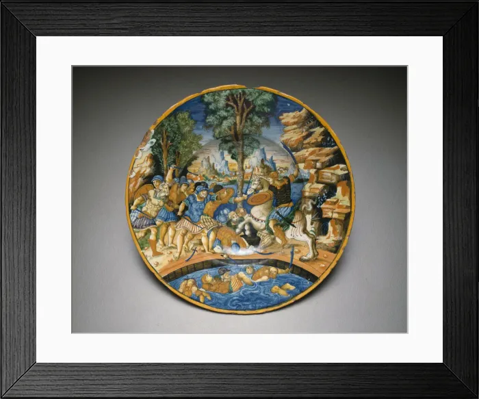 Framed Print : Plate with Horatio at the Bridge, Urbino, c. 1535. Creator: Unknown Framed Print : Plate with Horatio at the Bridge, Urbino, c. 1535. Creator: Unknown