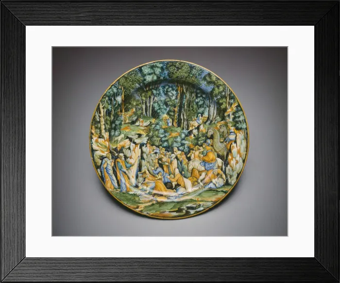 Framed Print : Plate with Moses Striking the Rock, Urbino, c. 1545. Creator: Unknown