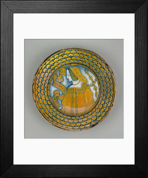 Framed Print : Display Plate with Female Bust, Deruta, 1500 / 1530. Creator: Unknown Framed Print : Display Plate with Female Bust, Deruta, 1500 / 1530. Creator: Unknown