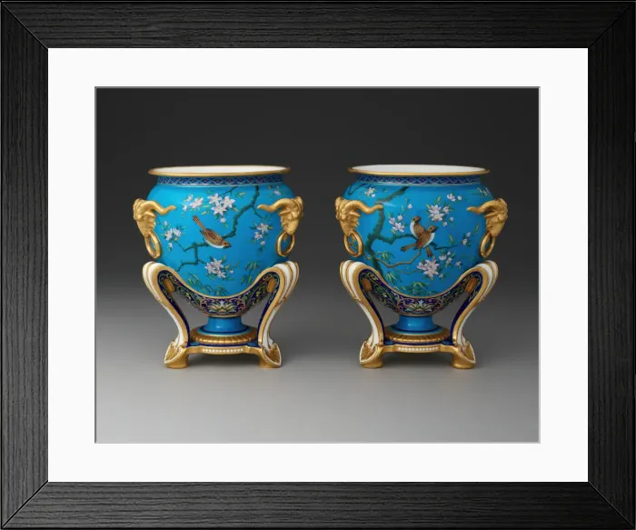 Framed Print : Pair of Jardinieres, Stoke-on-Trent, 1874. Creator: Minton Framed Print : Pair of Jardinieres, Stoke-on-Trent, 1874. Creator: Minton