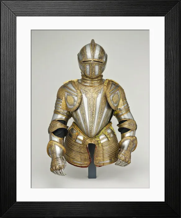 Framed Print : Gorget and Close Helmet for Foot Tourney at the Barriers, Milan, 1575 / 80 Framed Print : Gorget and Close Helmet for Foot Tourney at the Barriers, Milan, 1575 / 80