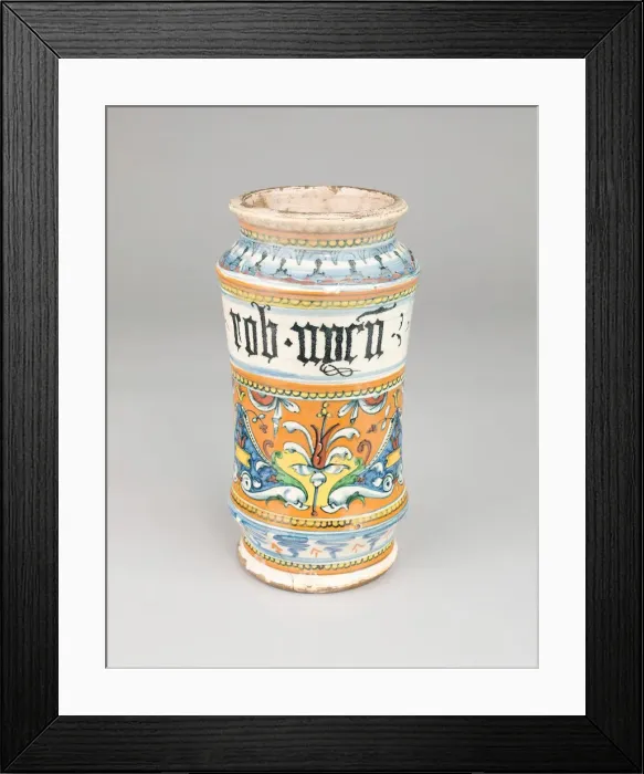 Framed Print : Apothecary Jar (Albarello), Siena, c. 1510 / 20. Creator: Unknown Framed Print : Apothecary Jar (Albarello), Siena, c. 1510 / 20. Creator: Unknown