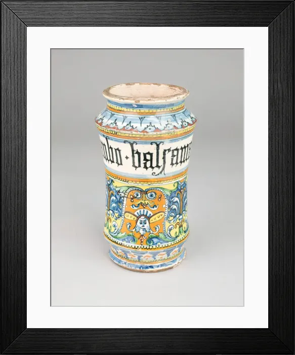 Framed Print : Apothecary Jar (Albarello), Siena, c. 1510 / 20. Creator: Unknown Framed Print : Apothecary Jar (Albarello), Siena, c. 1510 / 20. Creator: Unknown