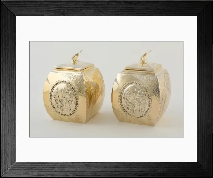 Framed Print : Pair of Tea Caddies, London, 1878 / 79. Creator: William Barnard Framed Print : Pair of Tea Caddies, London, 1878 / 79. Creator: William Barnard