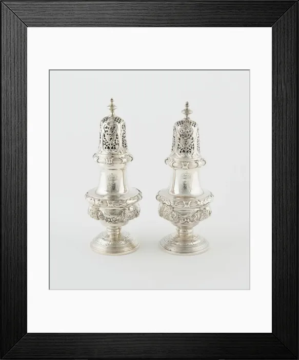 Framed Print : Pair of Casters, London, 1732 / 43. Creator: Paul de Lamerie Framed Print : Pair of Casters, London, 1732 / 43. Creator: Paul de Lamerie