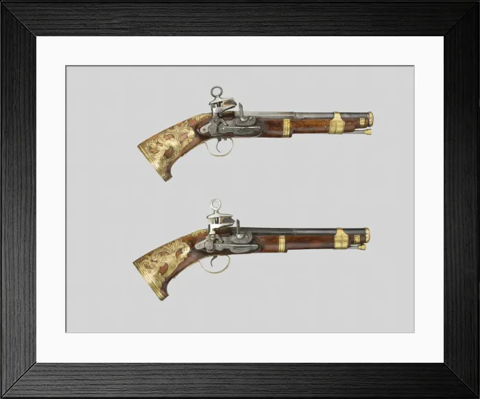 Framed Print : Pair of Miquelet Pistols, Ripoll, 1760 / 80. Creator: Unknown Framed Print : Pair of Miquelet Pistols, Ripoll, 1760 / 80. Creator: Unknown