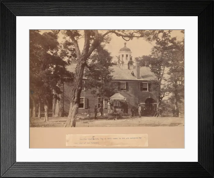 Framed Print : Fairfax Court House, Virginia, with Union Soldiers in Front and on the Roof, 1863 Framed Print : Fairfax Court House, Virginia, with Union Soldiers in Front and on the Roof, 1863