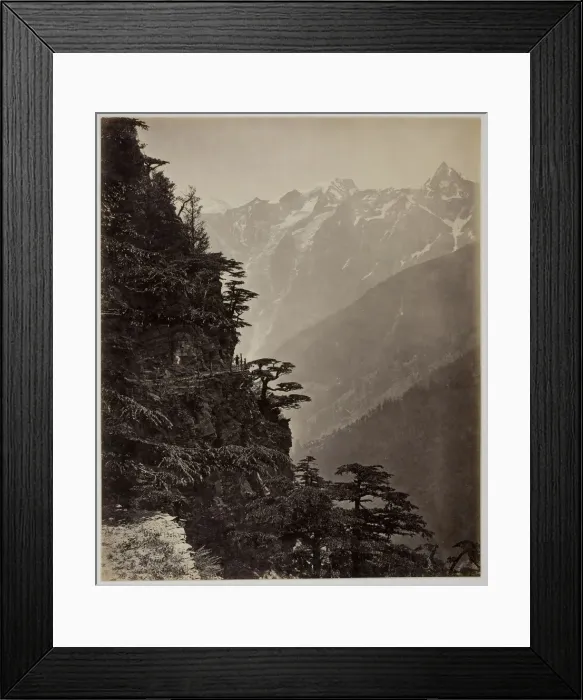 Framed Print : Untitled [hillside and mountains], c. 1865. Creator: Samuel Bourne