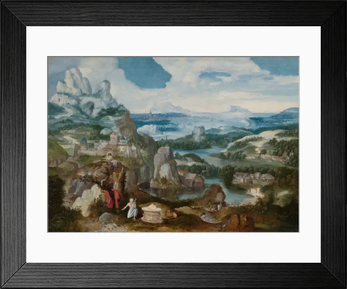 Framed Print : Landscape with the Penitent Saint Jerome, 1530 / 40. Creator: Unknown Framed Print : Landscape with the Penitent Saint Jerome, 1530 / 40. Creator: Unknown
