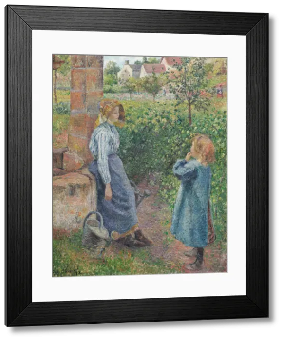 Framed Print : Woman and Child at the Well, 1882. Creator: Camille Pissarro Framed Print : Woman and Child at the Well, 1882. Creator: Camille Pissarro