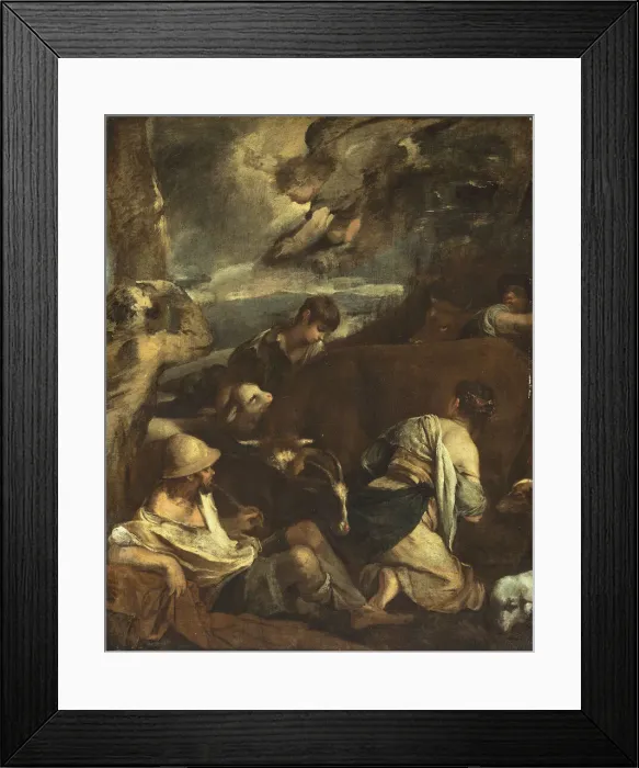 Framed Print : Annunciation to the Shepherds, c. 1710. Creator: Unknown Framed Print : Annunciation to the Shepherds, c. 1710. Creator: Unknown