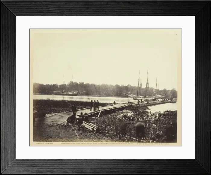 Framed Print : Pontoon Bridge Across The James, June 1864. Creator: James Gardner Framed Print : Pontoon Bridge Across The James, June 1864. Creator: James Gardner