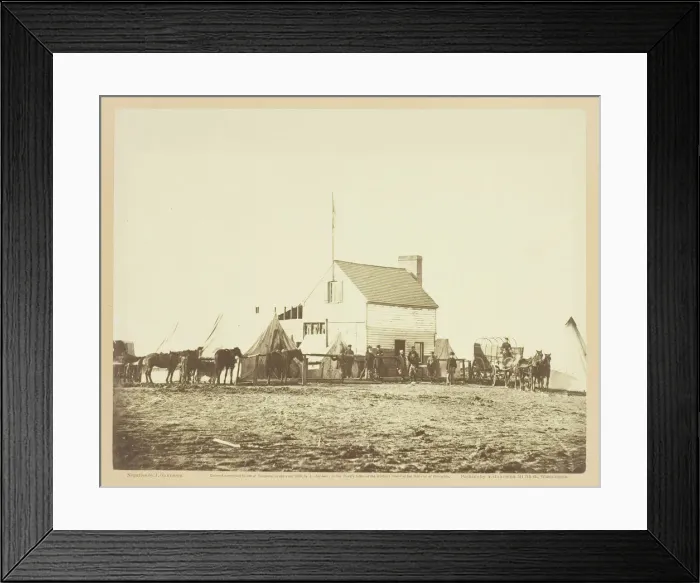 Framed Print : The Shebang, or Quarters of U. S. Sanitary Commission, Brandy Station, November 1863 Framed Print : The Shebang, or Quarters of U. S. Sanitary Commission, Brandy Station, November 1863