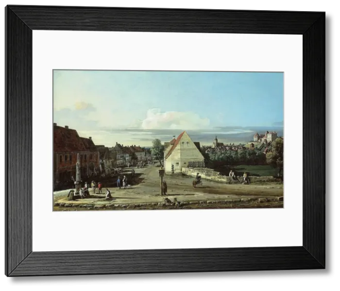 Framed Print : View of Pirna with the Fortress of Sonnenstein, 1755 / 65. Creator: Bernardo Bellotto Framed Print : View of Pirna with the Fortress of Sonnenstein, 1755 / 65. Creator: Bernardo Bellotto