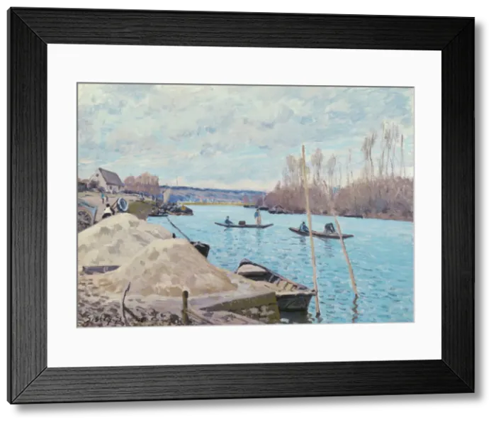 Framed Print : The Seine at Port-Marly, Piles of Sand, 1875. Creator: Alfred Sisley Framed Print : The Seine at Port-Marly, Piles of Sand, 1875. Creator: Alfred Sisley
