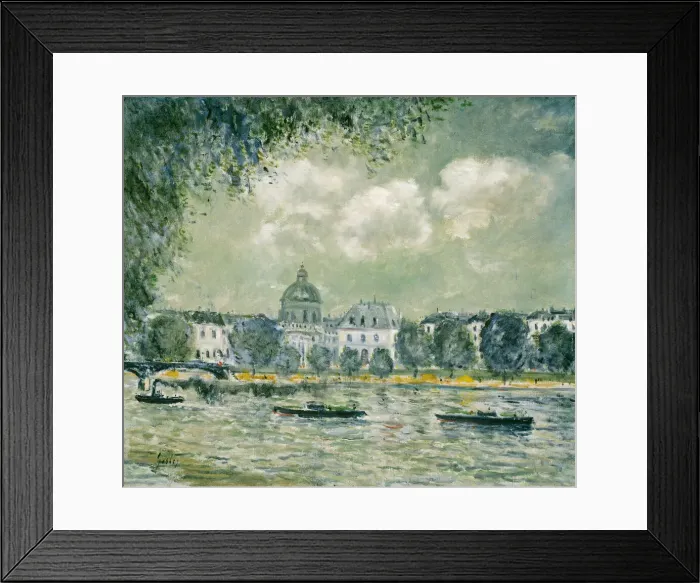 Framed Print : Landscape along the Seine with the Institut de France and the Pont des Arts, c. 1875 Framed Print : Landscape along the Seine with the Institut de France and the Pont des Arts, c. 1875