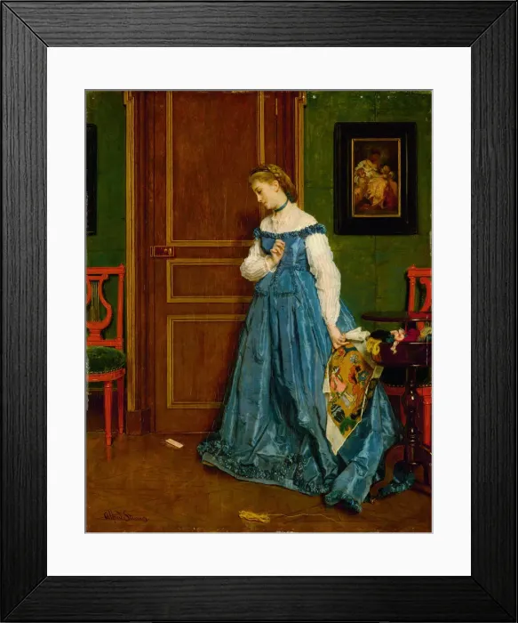 Framed Print : Hesitation (Madame Monteaux?), c. 1867. Creator: Alfred Stevens Framed Print : Hesitation (Madame Monteaux?), c. 1867. Creator: Alfred Stevens