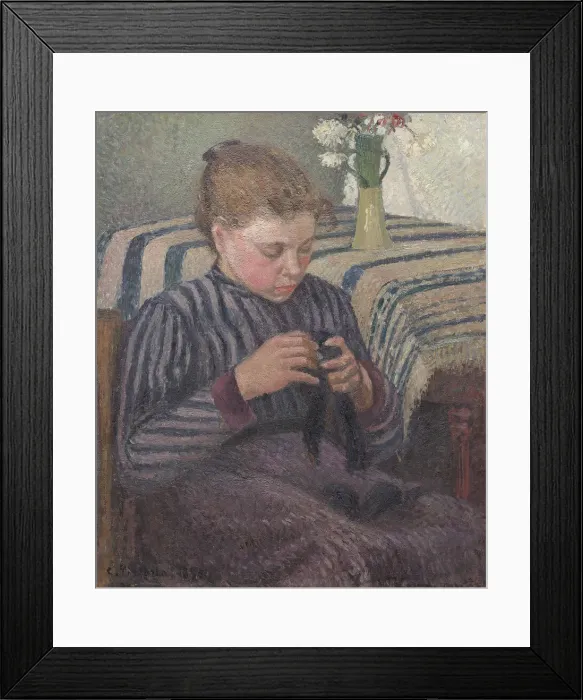 Framed Print : Woman Mending, 1895. Creator: Camille Pissarro Framed Print : Woman Mending, 1895. Creator: Camille Pissarro