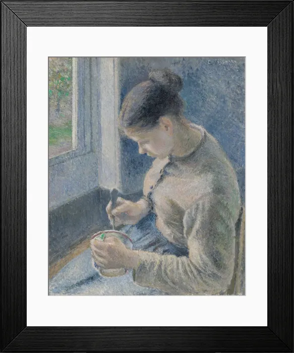Framed Print : Young Peasant Having Her Coffee, 1881. Creator: Camille Pissarro Framed Print : Young Peasant Having Her Coffee, 1881. Creator: Camille Pissarro