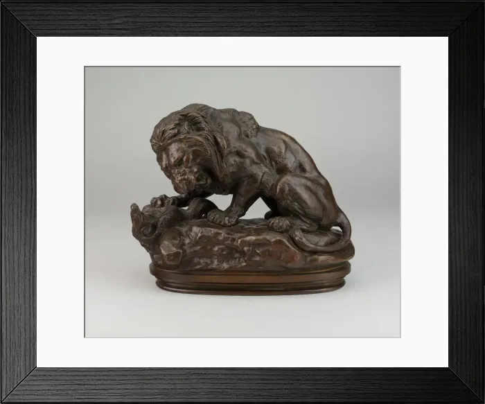 Framed Print : Lion Fighting a Serpent, 1847 / 55. Creator: Antoine-Louis Barye Framed Print : Lion Fighting a Serpent, 1847 / 55. Creator: Antoine-Louis Barye