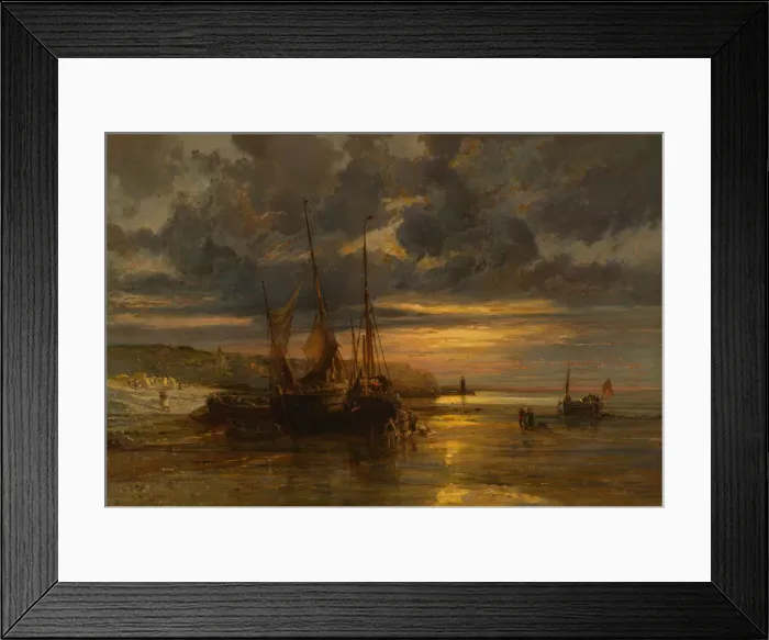 Framed Print : Beached Fishing Boats. Creator: Jules-Achille Noel Framed Print : Beached Fishing Boats. Creator: Jules-Achille Noel