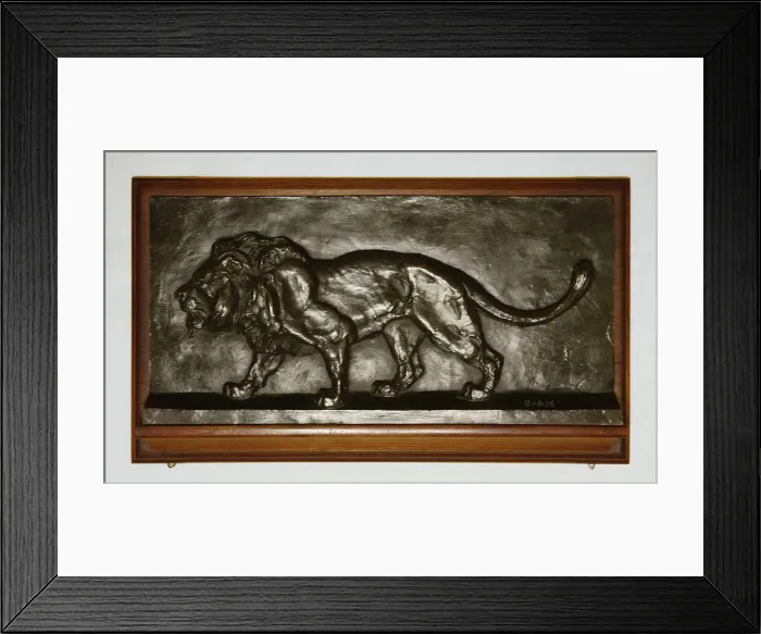 Framed Print : Relief of a Walking Lion, 1850 / 1900. Creator: Antoine-Louis Barye Framed Print : Relief of a Walking Lion, 1850 / 1900. Creator: Antoine-Louis Barye